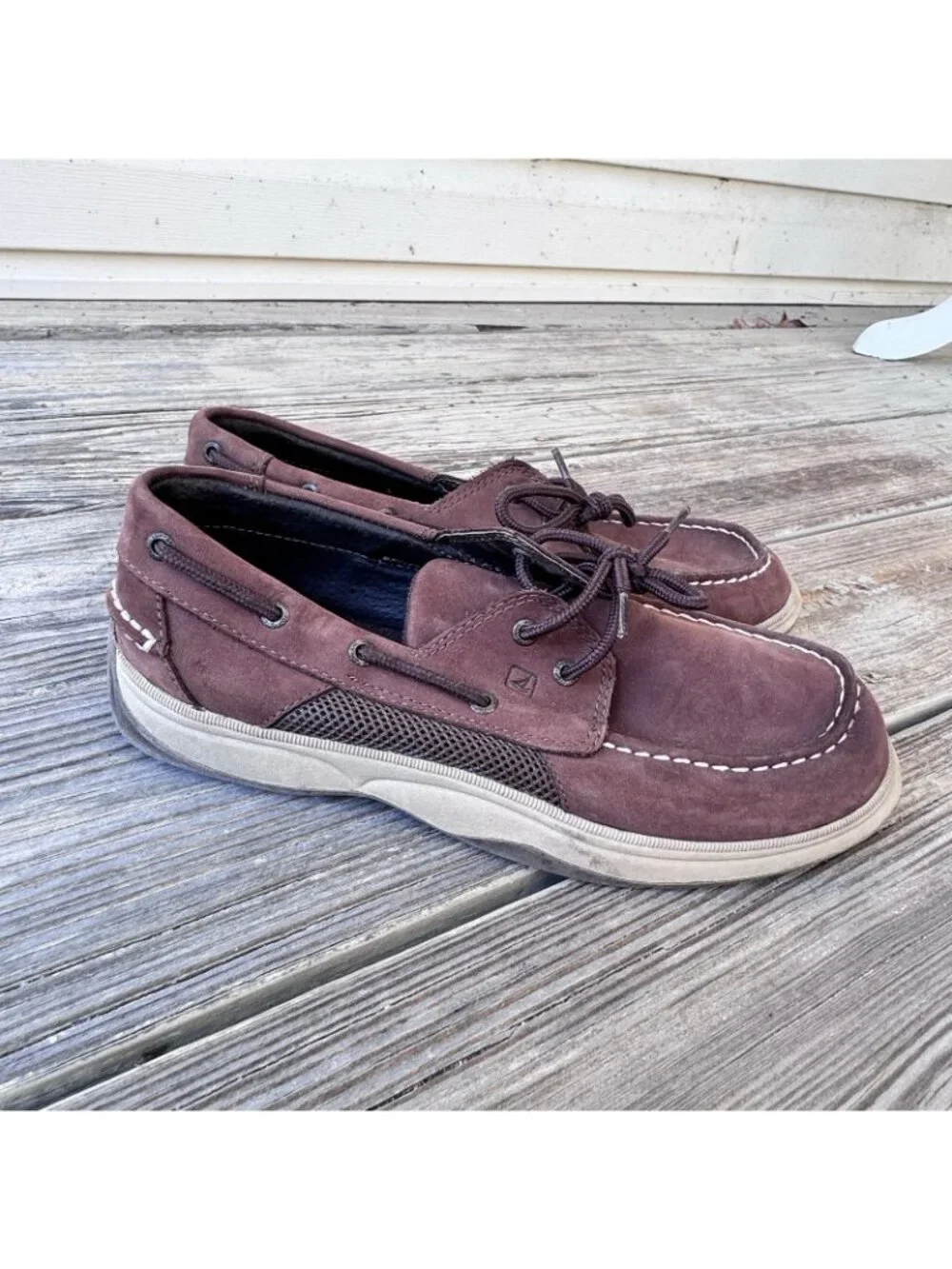 Sperry Intrepid Top Sider Boat Shoes Boys Size 7 7M Brown Leather Lace Up